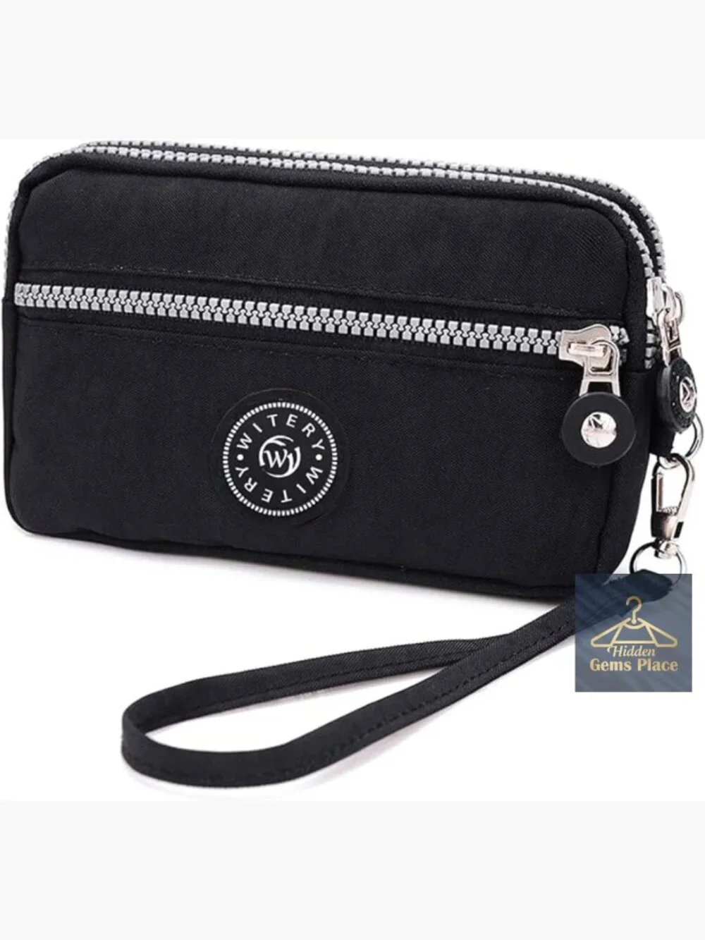 Waterproof Nylon Wristlet Purse with 3 Zippers Small Wallet Clutch Phone Bag